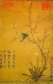 ciruela y pájaros tinta china antigua